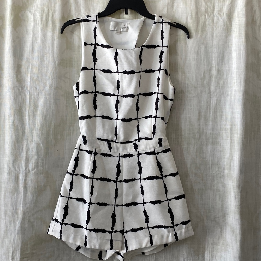 J.O.A. Los Angeles Ivory with black striped romper - Small